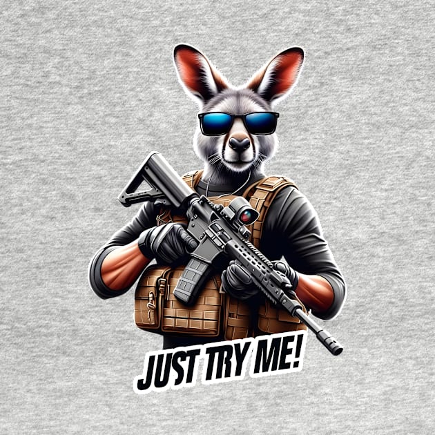 Tactical Kangaroo Adventure Tee: Where Playfulness Meets Precision by Rawlifegraphic